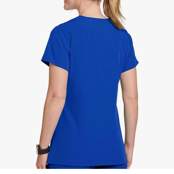 Galaxy Blue Jockey Women's Scrubs WOV-Neck Crossover Scrub Top - Picture 2 of 6